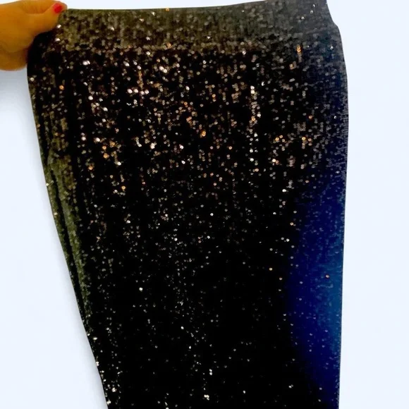 Black sequin wide leg pants with a touch of glamour Cable & Gauge 2X NWT - Picture 2 of 4